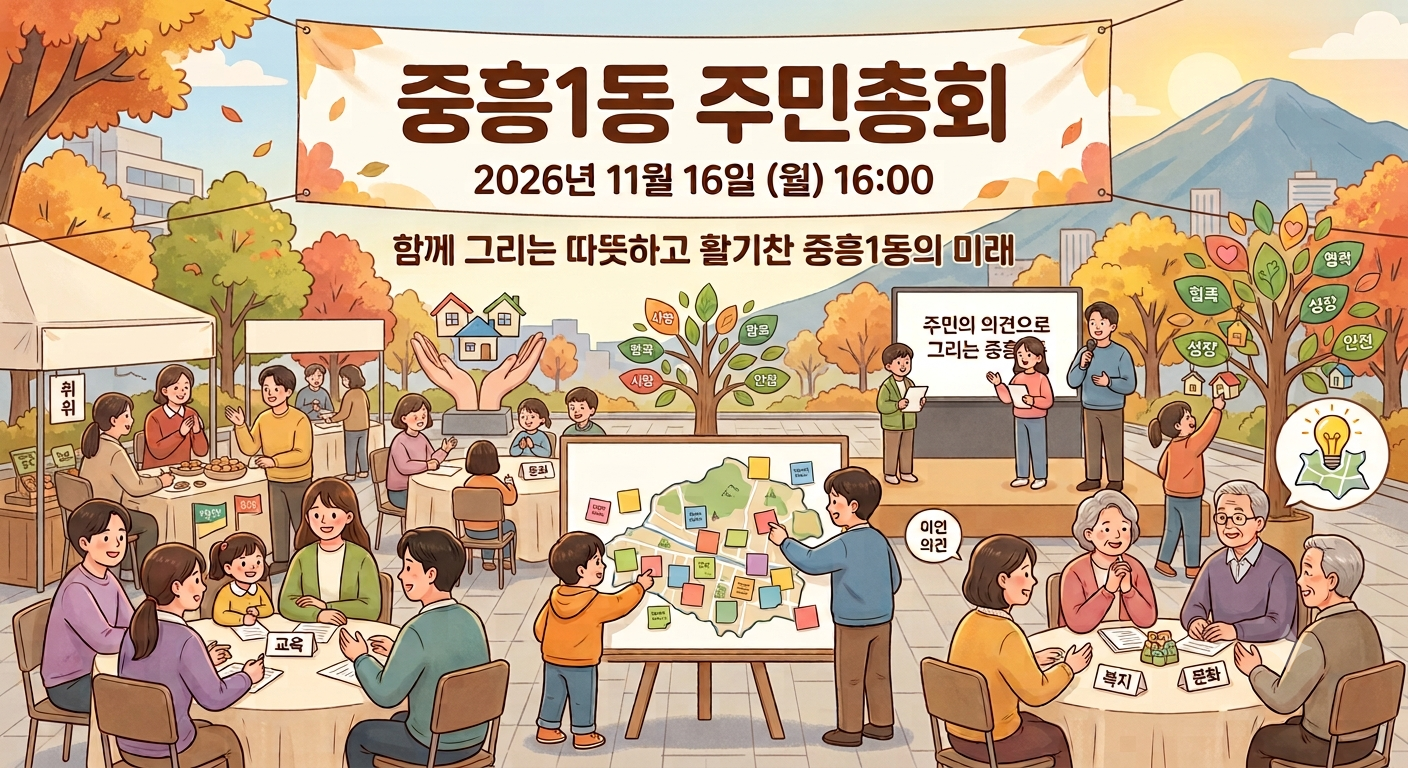 ［광주 중흥1동］2026년 중흥1동 주민총회 마을의제 우선순위 사전투표건의 대표 이미지